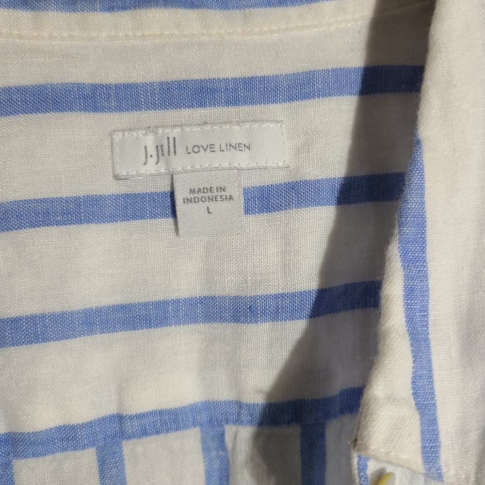 J. Jill Casual Blue and White Striped Shirt - Picture 6 of 6